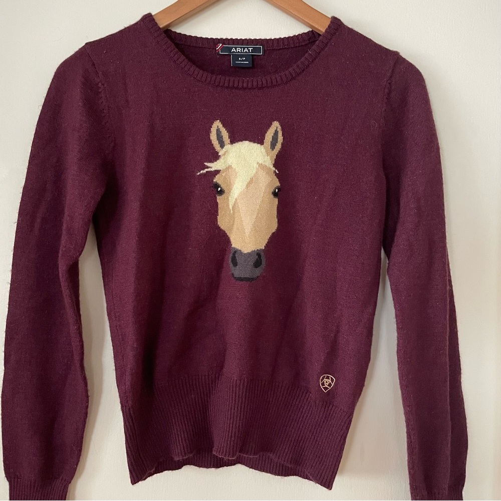 ARIAT | Burgundy Intarsia Wool Blend Horse Sweater